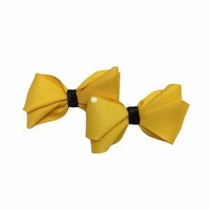 Bow Hair Clips for Baby Girls Handmade Ribbon in Yellow